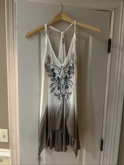 Gimmicks Bke Womens Tank Top Size Small Boho Floral Beach Embroidered Ombre Mesh