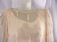 Exquisite Vintage Sheer Lace & Pearl Blush Gown By Digna Yero 8 Amazing