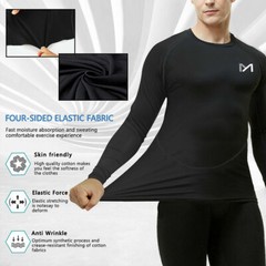 Mens Compression Shirt Thermal Base-Layer Sports Top Long-Sleeve Gym Cool Dry