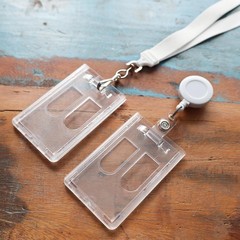 Heavy Duty Dual Card Holder Rigid Polycarbonate Vertical Clear Hard Plastic 2 Pa