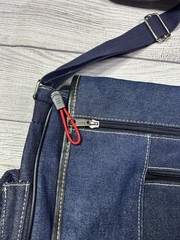 Vintage Y2K MUDD Denim Crossbody Messenger Bag Blue Laptop School Multi Pocket