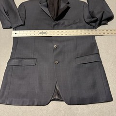 Ralph Lauren Blazer 44R Navy Blue Windowpane Wool Jacket Sport Coat 2 Button