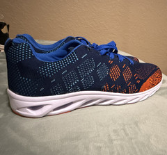 Men’s Blue/Orange/White Low Top Lace-Up Athletic Sneakers, White Sole