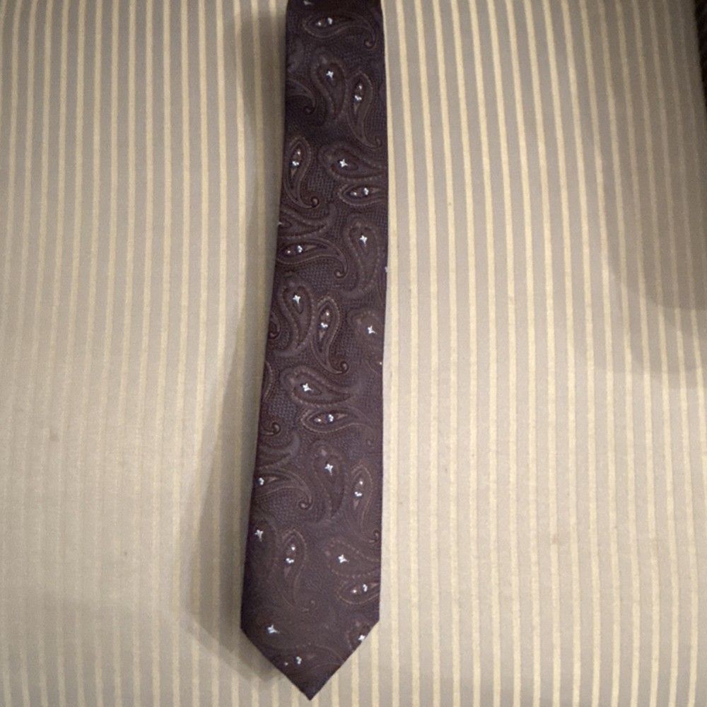 Canali Men’s Silk Woven Paisley Tie Brown Designer Necktie