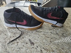 Nike Men’s Mid Top Basketball Sneakers Black/Red Swoosh Gum Rubber Sole