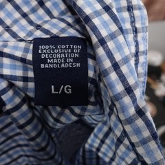 Chaps Shirt Custom Fit Mens L Blue Check Long Sleeve Button Down Cotton Casual