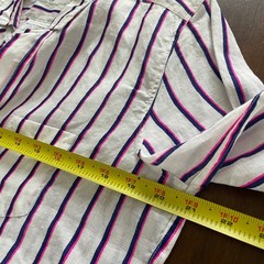 Frank & Eileen Barry Button Up Women Medium White Striped Linen Coastal Casual