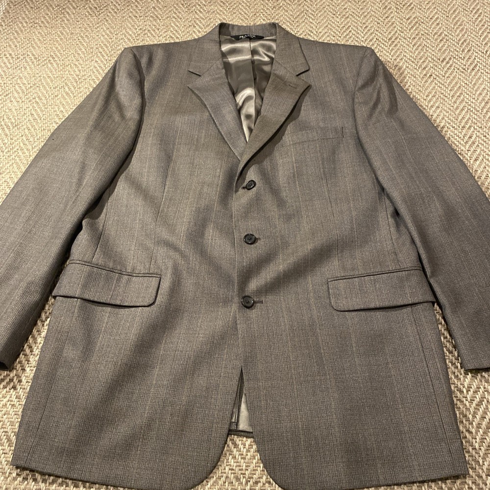 Jos A Bank 44L Long Nailhead Worsted Wool Mens Blazer Sport Coat Jacket
