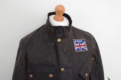 BARBOUR Union Jack Motorcycle Wax A7 Jacket Size Medium 38/40 UK 48/50 Belted