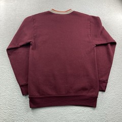 Vintage Dunkin Donuts Sweatshirt Men Medium Burgundy Striped Collar Coffee USA