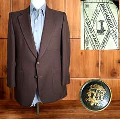 1970s Fioravanti Sport Coat Blazer Mens 38S Brown with Brass Buttons