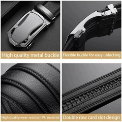 Genuine Leather Ratchet Belt for Men Adjustable Automatic Buckle Belt