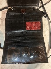 VTG Brighton Black Croc Embossed Leather Wallet Crossbody Organizer Bag Purse