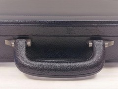 Genuine Leather Attache Briefcase, Structured Hard Case, Dual Combination Locks