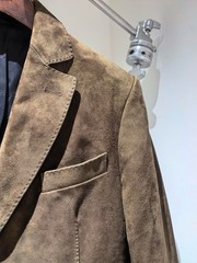 Berluti Brown Suede Men’s Blazer 50 Single-Breasted 2-Button Notch Vent