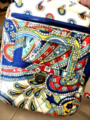Vera Bradley Mini Hipster Crossbody Bag Blue Red Yellow Paisley Quilted Cotton