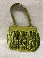 Dents Women’s Bag Green Velvet w/Satin Inner Zipper Attached Vanity Mirror