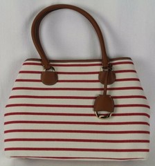 Ralph Lauren Red Stripe Canvas Faux Leather Purse NWT $198