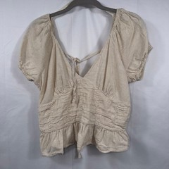 SIM & SAM Women’s Linen Blend Peasant Top Size XL