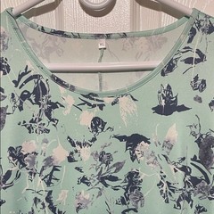 Romantic Malachite Green Floral Midi Dress Flutter Sleeve Size XL