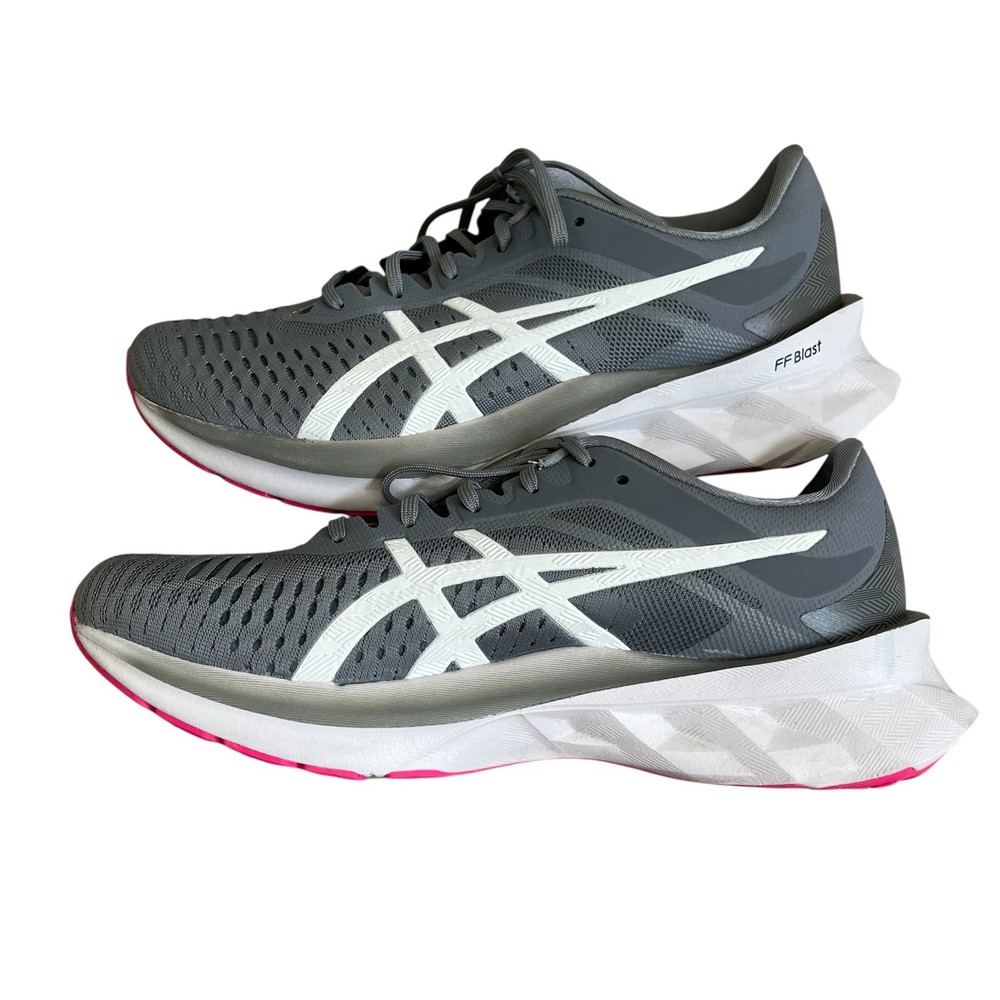 ASICS Novablast 2 Womens 10 Gray White Pink Running Shoes Sneakers Walk 1012A584