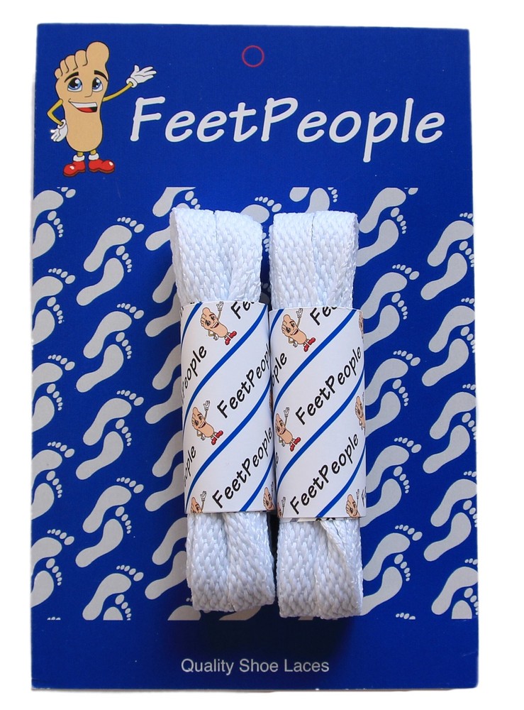 FeetPeople Flat Laces, 2 Pair Pack, 27 – 72 inches, WHITE