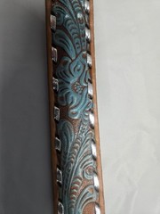Krazy Cow Leather Belt With Faux Turquoise Buckle, Style 8180T