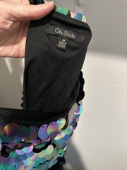 City Studio S Iridescent Sequin Mini Slip Dress V-Neck Strappy Lined Party