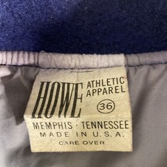 Vintage Howe Snap Button Varsity Jacket Wool Size 36 Blue Made In Usa