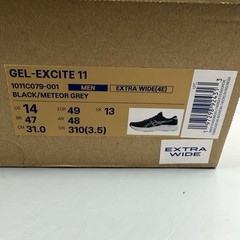 Asics Gel-Excite 11 Mens 14 4E Extra Wide Running Shoes Gym Training Black White