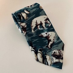 REED ST JAMES Neck Tie, PolarBears and Penguins Made in USA from imported Fabric
