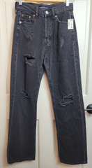 NWT Aeropostale 90’s Baggy Button Fly Jeans Womens Size 000 26×29.5 Rip 3-37279