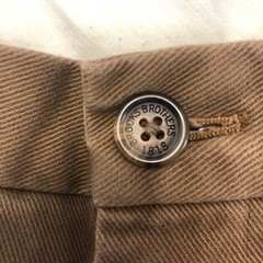 vtg Brooks Brothers 346 Pants 35×29.5 Brown 100% Soft Cotton Twill Hong Kong