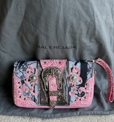 Pink Camo Western Buckle Studded Wristlet Wallet extra space card and cash slot