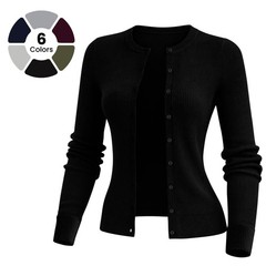 Women’s Ribbed Knit Cardigan Soft Button Down Long Sleeve Lightweight Sweater