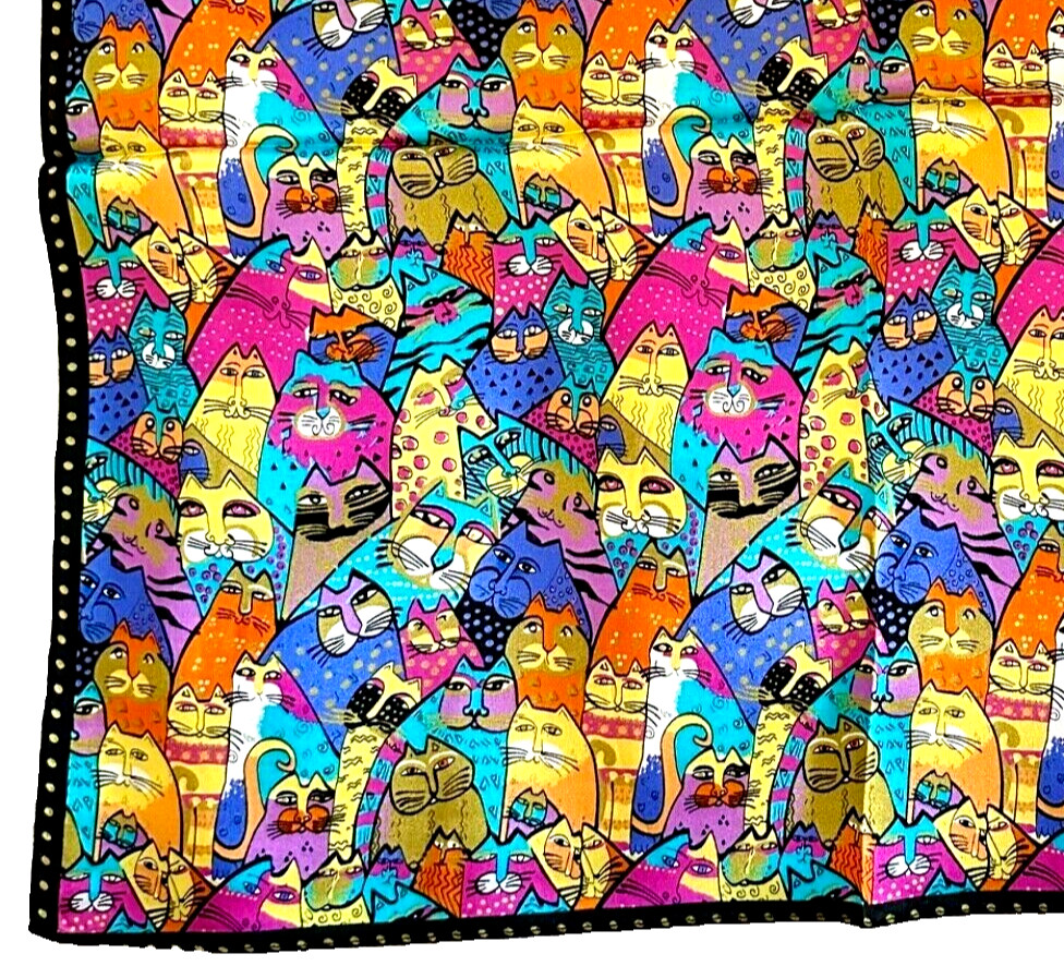 21″X21″Colorful Cats Print Pure Mulberry Satin Silk 12momme Scarf 53x53cm421