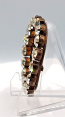 Vintage Brass with Seventeen 6mm Crystal Rhinestones Belt Buckle 2.25 Inches