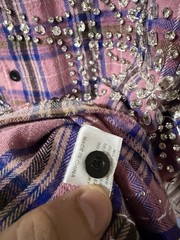Vale Spiderweb Flannel Purple XXL Pink Plaid Flannel Button-Up Rhinestone New