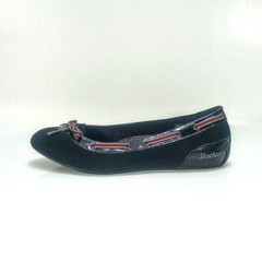 Skechers Womens 6.5 Black Perforated Leather And Synthetic Upper Slip On Flats