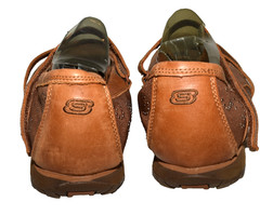 Skechers Brown Leather Small Studded Mesh Mary Jane Comfort Shoes Womens 9.5M