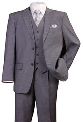 Men’s 2 Button Jacket, pants with vest , wool feel Stripe ,Double Vents 5702V8