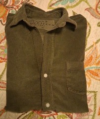 Frank & Eileen Barry Italian Corduroy Button Up Shirt In Forest Green Size XS