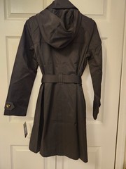 NWT London Fog Women’s Size M Black Double Breasted Mid-Length Trench Coat