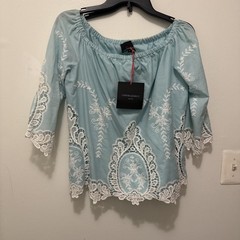 Cynthia Rowley Lace / Crochet / Embroidered Bohemian Blouse Size M
