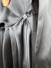 Dress Forum Satin Dress Size Small Navy Wrap Long Sleeve Mini Cocktail Club