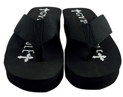 2 Pack Gypsy Soule Platform Wedge Thong Sandals, 2in Heel, Black & Brown, New