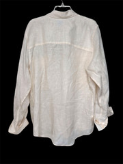 Zara Men’s 100% Linen Shirt Cream Colored Relaxed Fit Button Flap Pockets Size L
