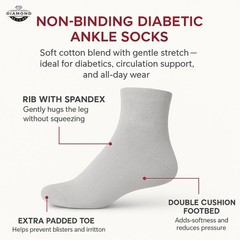 Diamond Star Diabetic Ankle Socks for Men & Women – Non-Binding Cushioned Cot…
