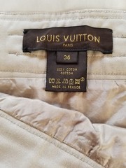 Louis Vuitton Authentic Skirt Beige 100% Cotton Slanted Pockets Lined Size 36