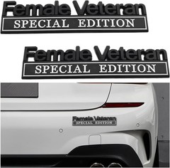 2PCS Female Veteran Special Edition Letters Vehicle Decal, Color: Black/White